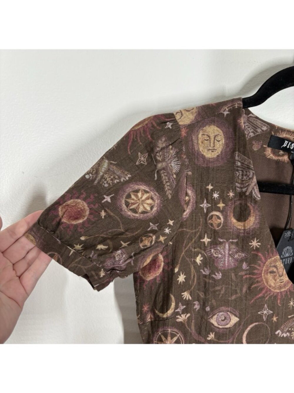 Disturbia Brown Celestial Print Mini Dress - Picture 9 of 16